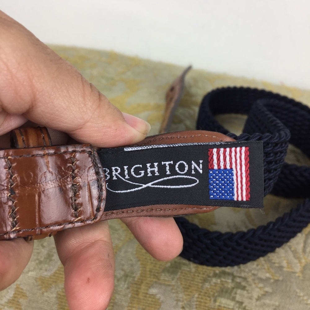 Brighton Blue Brown Princeton Stretch Taper Belt - Picture 4 of 8